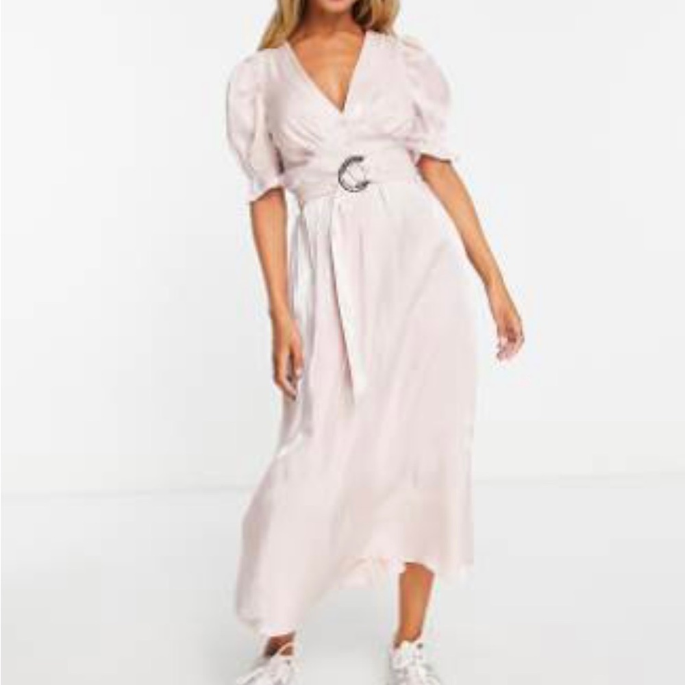 Pink Midi Dress with Belt - US 12